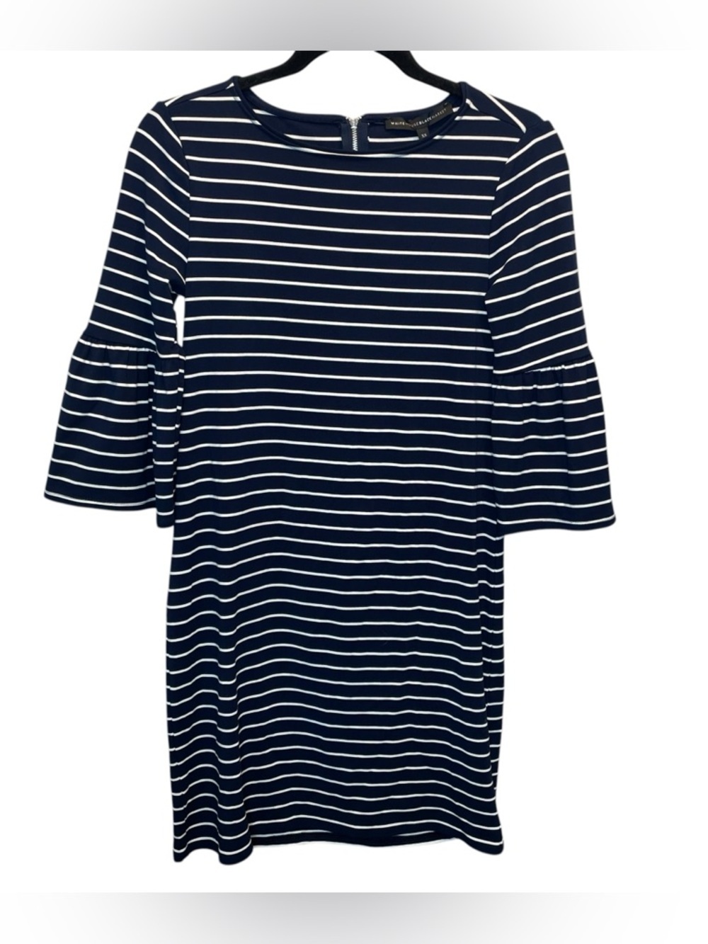 White House Black Market Bell Sleeve Sneaker Dress Blue White Stripe XS New NWT